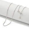 Rhodium Plated Heart 925 Sterling Silver Ball Chain Necklaces NJEW-C052-04P-1