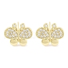 Brass Micro Pave Clear Cubic Zirconia Studs Earring for Women EJEW-S217-C04-1