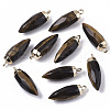 Top Golden Plated Natural Tiger Eye Pointed Pendants G-S359-078A-1