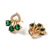 Flower Brass Micro Pave Clear Cubic Zirconia Stud Earrings for Women EJEW-G428-18G-01-5