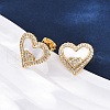Heart Brass Micro Pave Clear Cubic Zirconia Stud Earrings KK-D363-12A-G-1
