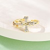 Brass Micro Pave Clear Cubic Zirconia Cuff Rings for Women RJEW-U047-08G-2