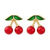 Cherry Brass ABS Plastic Pearl Stud Earrings EJEW-U062-04B-02G-4