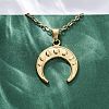 Double Horn 304 Stainless Steel Pendant Necklaces NJEW-M096-09G-4