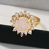 Sunflower Natural Rose Quartz Finger Rings RJEW-B113-03G-09-2