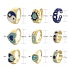 9Pcs 9 Style Alloy Enamel Signet Finger Rings and Cuff Rings Set RJEW-LS0001-58-3