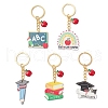 5Pcs 5 Styles Graduation Theme Resin Pendant Keychains KEYC-JKC01271-2