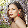 FIBLOOM 2 Pairs 2 Colors 3D Flower of Life Enamel Dangle Stud Earrings EJEW-FI0001-26-4