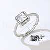 Mother's Day Rings Rectangle Platinum Brass Adjustable Ring with Cubic Zirconia EG7863-28-1