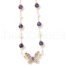 Natural Amethyst & Pearl Beaded Necklaces NJEW-L119-11G-2