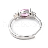 Mother's Day Rings Adjustable Brass with Cubic Zirconia Solitaire Rings RJEW-B056-07-3
