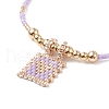 Glass Beaded Stretch Bracelet with Brass Beads BJEW-MZ00005-5