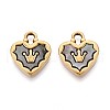 304 Stainless Steel Pave Natural Black Lip Shell Crown Heart Pendants STAS-N110-22B-G-1