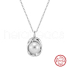 Shell Pearl Oval Pendant Necklaces NJEW-L125-008P-1