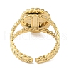 Ion Plating(IP) 304 Stainless Steel Enamel Oval Cuff Finger Rings RJEW-L107-060G-01-3
