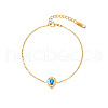 Cubic Zirconia Teardrop Link Bracelet with Golden Stainless Steel Cable Chains DH6731-1-1