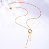 Stainless Steel Pave Shell Flower Tassel Pendant Necklaces for Women PT8035-5