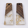 Transparent Resin & Walnut Wood Pendants RESI-S358-59-A01-1