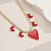 Elegant Brass Pave Clear Cubic Zirconia Tennis Chain Heart Moon Pendant Bib Necklaces for Women GA9034-3