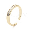 Clear Cubic Zirconia Rectangle Open Cuff Ring RJEW-I094-14G-1