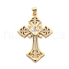Rack Plating Brass with Cubic Zirconia Pendants and ABS Imitation Pearl KK-Q017-07E-G-1