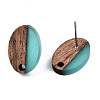 Resin & Walnut Wood Stud Earring Findings MAK-N032-004A-A07-3