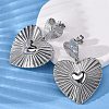 Heart 304 Stainless Steel Dangle Stud Earrings EJEW-Z109-03P-3