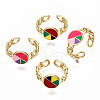 Brass Enamel Cuff Rings RJEW-N035-004-NF-2