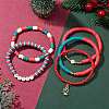 5Pcs 5 Styles Christmas Handmade Polymer Clay Beaded Stretch Bracelets Sets BJEW-TA00489-2