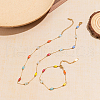 Stainless Steel Glass Rectangle Link Chain Bracelets & Necklaces Set for Women KG0137-1