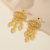 Vintage Oval with Teardrop Brass Cubic Zirconia Dangle Stud Earrings HV6040-2-1