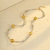 304 Stainless Steel Curved Tube Round Beaded Necklaces NJEW-R030-01GP-2
