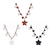 FIBLOOM 3Pcs 3 Colors Plastic & Alloy Star Pendant Necklaces with CCB Beaded Chains NJEW-FI0001-34-1
