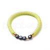 5Pcs 5 Color Polymer Clay Disc Surfer Stretch Bracelets Set BJEW-JB08801-2