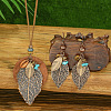 Bohemian Style Leaf Alloy & Wood Pendant Necklaces & Dangle Earrings Sets WG5D754-01-3