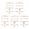 20Pcs 20 Styles Shell Pearl & Glass & Synthetic Turquoise & Synthetic Moonstone Beads Stretch Bracelets & 304 Stainless Steel Charm Bracelets for Women BJEW-JB11996-2