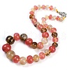 Tigerskin Glass Rondelle Graduated Beaded Necklaces for Women Men NJEW-K388-02P-1