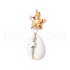 5Pcs 5 Colors Starfish Dyed Synthetic Turquoise & Natural Cowrie Shell Pendants PALLOY-JF03936-3