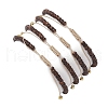 4pcs Natural Coconut & Natural Cultured Freshwater Pearl Braided Bead Bracelets for Women BJEW-JB11659-5