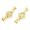 Brass Micro Pave Clear Cubic Zirconia Fold Over Clasps KK-N231-361LG-1
