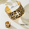 Leopard Print & Cross Pattern Alloy Cuff Bangles & Cuff Rings Sets WG9E489-01-4