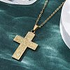 Flower Cross 304 Stainless Steel Pendant Necklaces NJEW-M096-35G-5