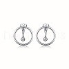 Anti-Tarnish Ring Rhodium Plated 925 Sterling Silver Stud Earrings PB1316-7-1