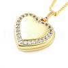 Brass Micro Pave Clear Cubic Zirconia Satellite Chain Locket Pendant Necklaces for Women NJEW-M009-03G-C-1