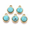 Synthetic Turquoise Half Round Charms STAS-N109-213B-G-1