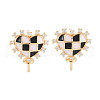 Brass Micro Pave Clear Cubic Zirconia Stud Earring Findings KK-S364-067-1