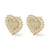 Heart Rack Plating Brass Micro Pave Cubic Zirconia Stud Earrings EJEW-F331-06G-1