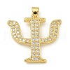 Rack Plating Brass Micro Pave Clear Cubic Zirconia Pendants KK-Z067-01G-02-1