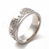 201 Stainless Steel Grooved Finger Ring Settings STAS-P323-07P-1