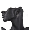 Brass Beaded Cross Dangle Stud Earrings EJEW-JE06479-02-3